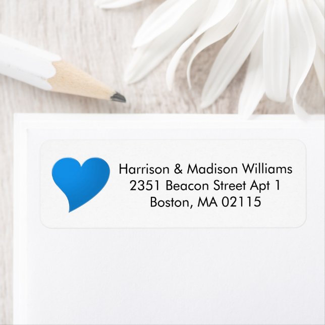 Niedliches blaues Herz Rücksendeadresse (Insitu)