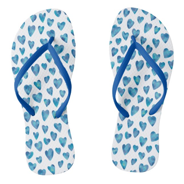Niedliches Blaues Herzmuster Flip Flops (Fußbett)