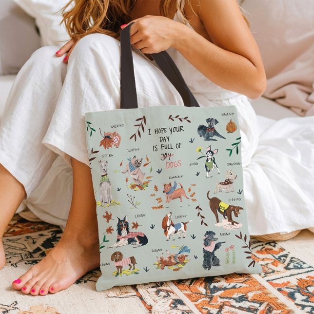 Niedliches Blaues Hundeschleppmuster (Cute Dogs Illustration Pattern Funny Dog Lover Tote Bag)