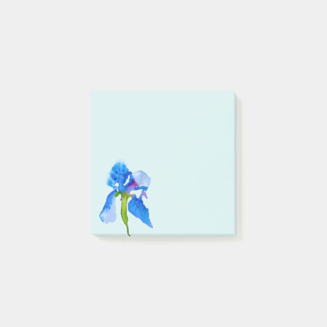 Niedliches blaues Iris-Aquarellkunstpapier Post-it Klebezettel (Vorderseite)