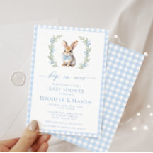 Niedliches blaues Kaninchen, Babydusche Einladung