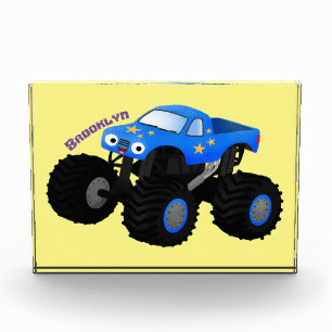 Niedliches blaues Monster-LKW-Cartoon Fotoblock