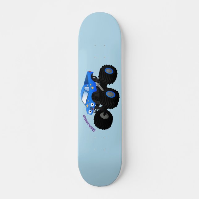 Niedliches blaues Monster-LKW-Cartoon Skateboard (Vorne)
