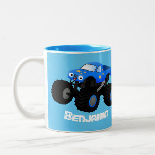 Niedliches blaues Monster-LKW-Cartoon Zweifarbige Tasse