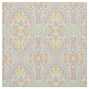 Niedliches Blaues Orange Rosa Lila Weiß Paisley F Stoff