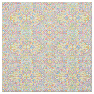 Niedliches Blaues Orange Rosa Lila Weiß Paisley F Stoff