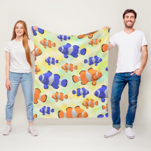 Niedliches blaues Orangenfisch-Muster Fleecedecke