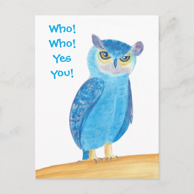 Niedliches Blaues Owl - Einladungen für Geburtstag (Vorderseite)