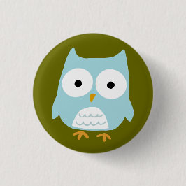 Niedliches blaues Owl Funny Whimsical Owl Zeichen Button