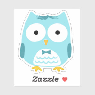 Niedliches Blaues Owl Tragen Bow Krawatte Funny Ow Aufkleber