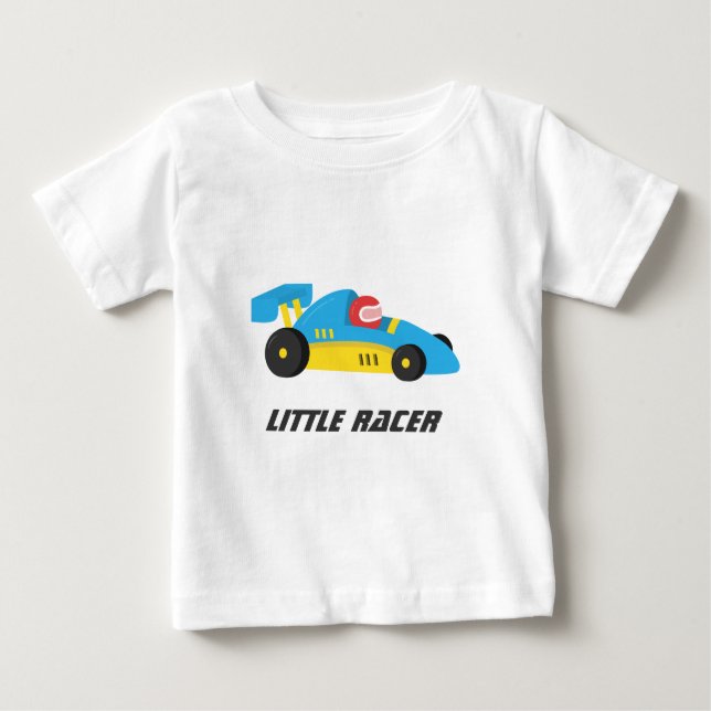 Niedliches blaues Rennauto für den kleinen Rennfah Baby T-shirt (Vorderseite)