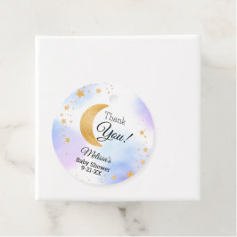 Niedliches blaues Rosa über dem Mond Danke, Babydu Geschenkanhänger