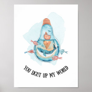 Niedliches blaues Whale Kinderzimmer/Bad Poster