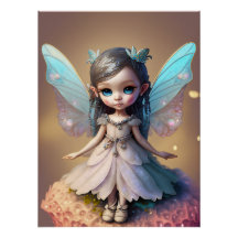 Niedliches blaugeflügeltes Märchenplakat