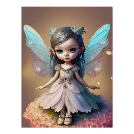 Niedliches blaugeflügeltes Märchenplakat Poster