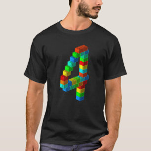 Niedliches Block Gebäude 4. Geburtstag 4 Jahre Jun T-Shirt