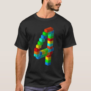 Niedliches Block Gebäude 4. Geburtstag 4 Jahre Jun T-Shirt