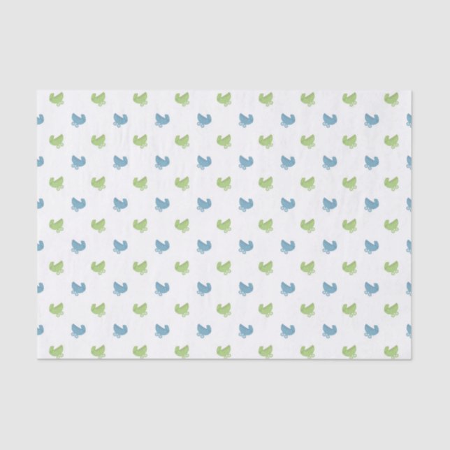 Niedliches Blue and Green Baby Buggy Muster Seidenpapier (Vorderseite)
