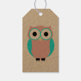 Niedliches Blue and Pink Owls Babydusche Markierun Geschenkanhänger