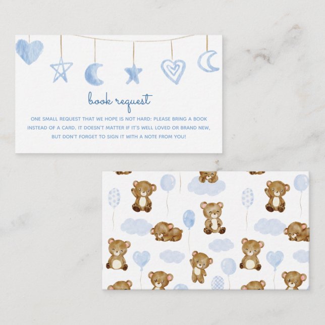 Niedliches Blue Bear Baby Book Begleitkarte (Vorne/Hinten)