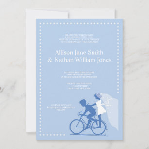 NIEDLICHES Blue Bicycle Couple Hochzeit Einladung