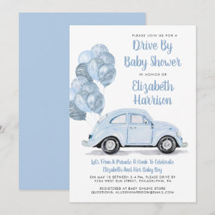 Niedliches Blue Car Drive durch Kinderdusche Einla Einladung