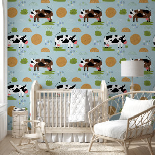 Niedliches Blue Farm Animes Muster Kids Kinderzimm Tapete