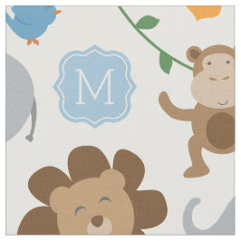 Niedliches Blue Jungle Animals Baby Boys Custom Mo Stoff