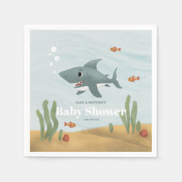 Niedliches Blue Ocean Sea Shark Boys Baby Dusche Serviette