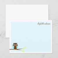 Niedliches Blue Owl Flat Danke Notizen