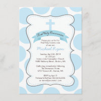 Niedliches Blue Polka Dots Cross Kommune Einladung