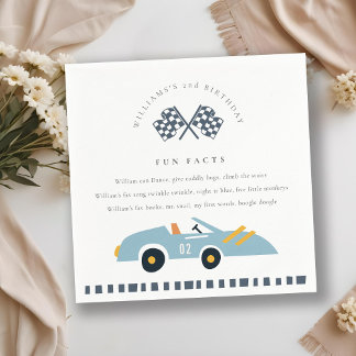 Niedliches Blue Race Car Kinder jedes Alter Geburt Serviette