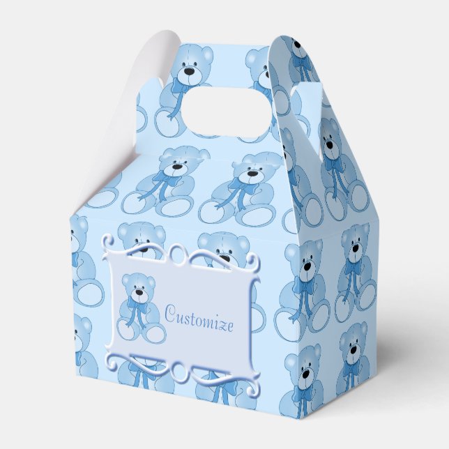 Niedliches Blue Teddy Bear Muster Gable Favor Box Geschenkschachtel (Vorderseite)