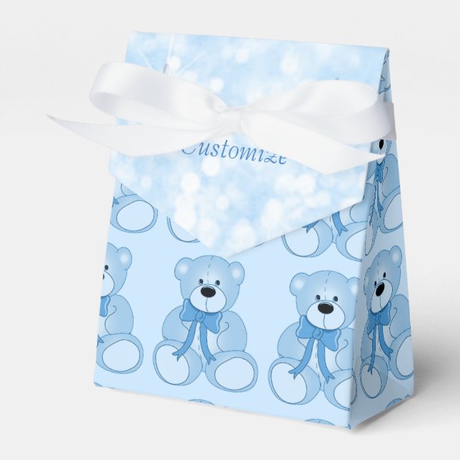 Niedliches Blue Teddy Bear Muster Gefälligkeitsbox Geschenkschachtel (Vorderseite)