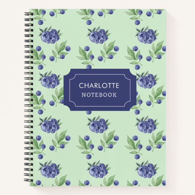 Niedliches Blueberobstmuster Notizbuch (Vorderseite)