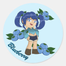 Niedliches Blueberry-Thema Chibi mit Blueberries