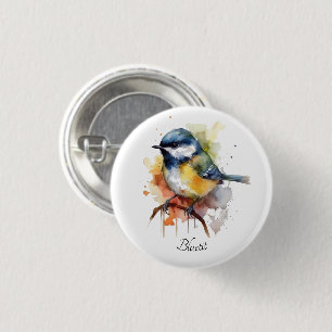 Niedliches Bluetit auf Zweig, Brauch Button