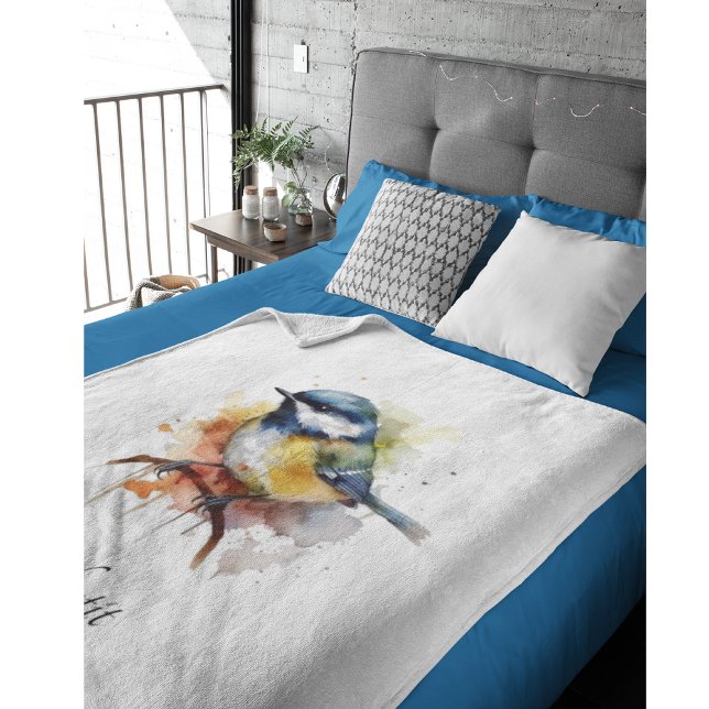 Niedliches Bluetit auf Zweig, Brauch Fleecedecke (Von Creator hochgeladen)