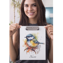 Niedliches Bluetit auf Zweig, Brauch Klemmbrett