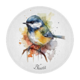 Niedliches Bluetit auf Zweig, Brauch Schneidebrett
