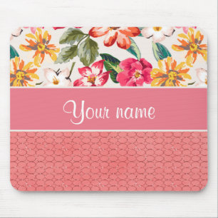 Niedliches Blumen-Imitat-rosa Glitzer-Kreise Mousepad