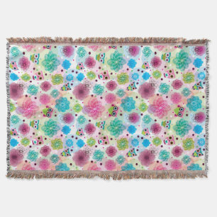 Niedliches Blumeneulen-Hintergrundmuster Decke