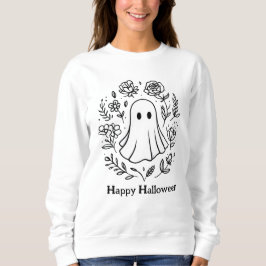 Niedliches Blumengeister Schwarz und Weiß Happy Ha Sweatshirt