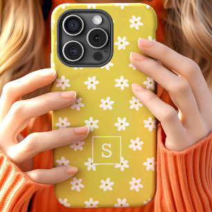 Niedliches Blumengelbgras-Lilatmuster Monogramm Case-Mate iPhone Hülle