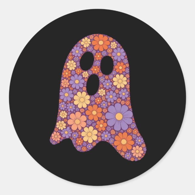 Niedliches Blumenghost-Bootsticker Halloween Runder Aufkleber (Vorderseite)
