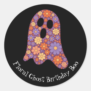 Niedliches Blumenghost-Bootsticker Halloween Runder Aufkleber