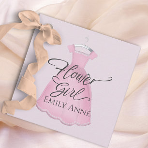 Niedliches Blumenmädchen Rosa Kleid Personalisiert Geschenkanhänger