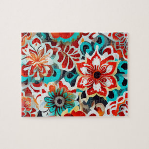 Niedliches Blumenmuster Farbige Blume Puzzle