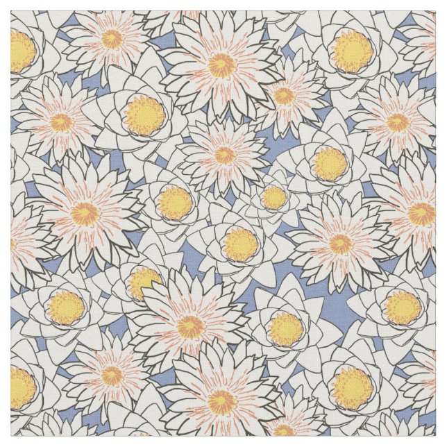 Niedliches Blumenmuster in Aquarellfarben Blau und Stoff (Nahaufnahme)