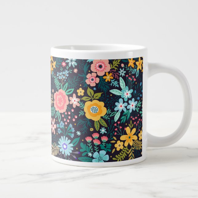 Niedliches Blumenmuster Jumbo-Tasse (Rechts)